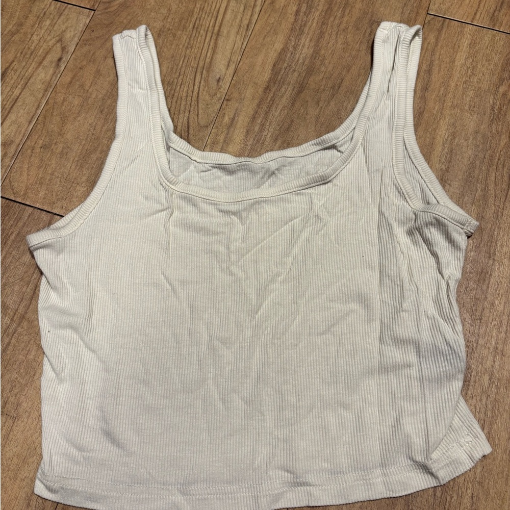 SHEIN Cream Ribbed Crop Top